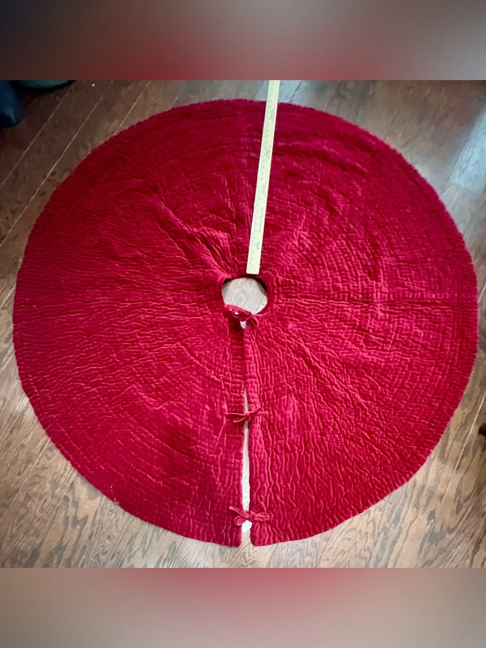 PotteryBarn Quilted Velvet Christmas Tree Skirt in Deep Burgundy